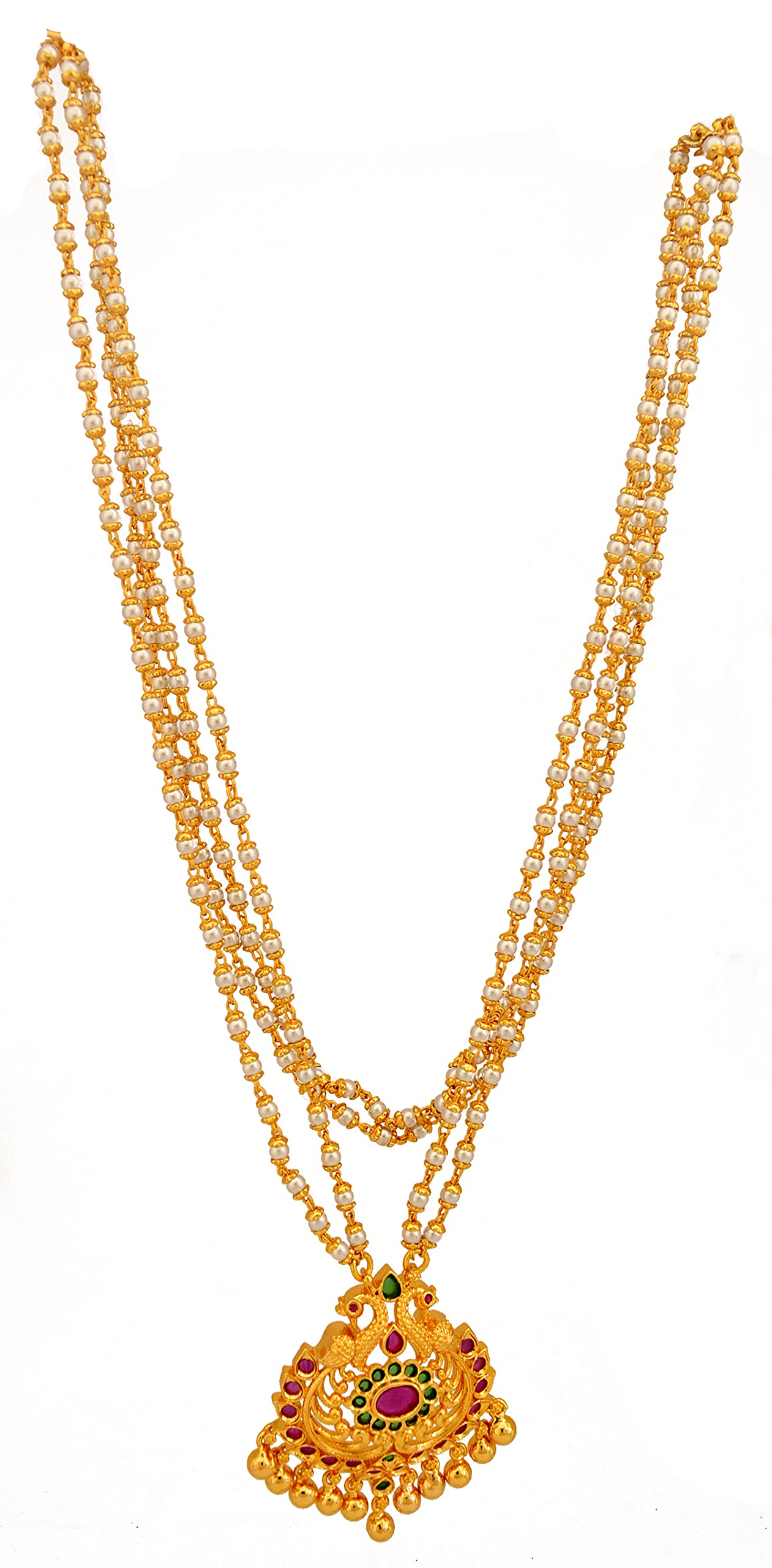 See full amazon price history chart for Radhas Creations LONG double line pearl chain NECKLACE with ruby and emerald pendant one gram gold for women and girls no.1 Radhas Creations LONG double line pearl chain NECKLACE with ruby and emerald pendant one gram gold for women and girls no.1 (B084LJLVP8) Amazon Price History, Amazon Price Tracker