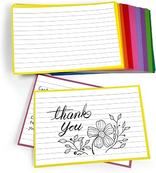 PPAPPAPPIYO 4x6 Lined Index Cards Set of 50 Note Card, Study Cards, Flash Cards for Studying Multicolor, 260gsm 4x6