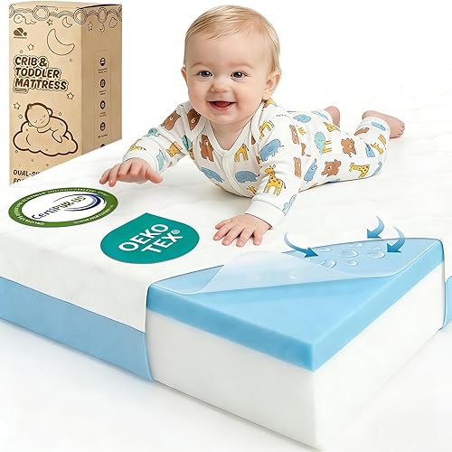 Colchón para cuna de bebé de doble cara, colchón de 5 pulgadas de grosor, suave y firme, de espuma viscoelástica transpirable, colchón estándar 4 en