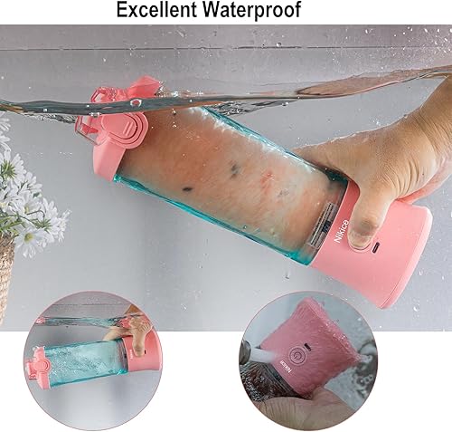Miniatura 5 de Licuadora portátil, licuadora personal para batidos y batidos, vaso sin BPA de 20 onzas, licuadora impermeable con recargable por USB, puede