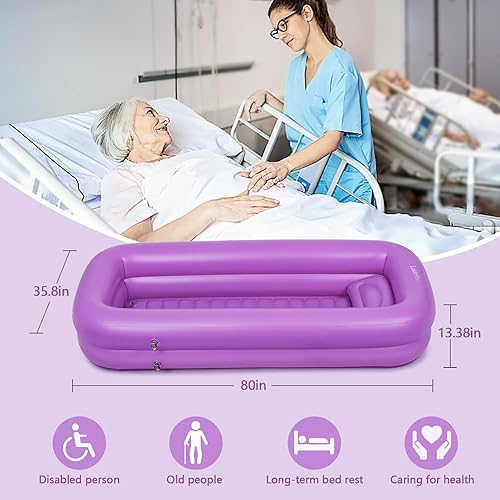 Vista 17 de Bañera inflable médica, kit de lavabo de ducha, bañera portátil de PVC con bomba de aire eléctrica, lavado de bañera portátil de cuerpo completo
