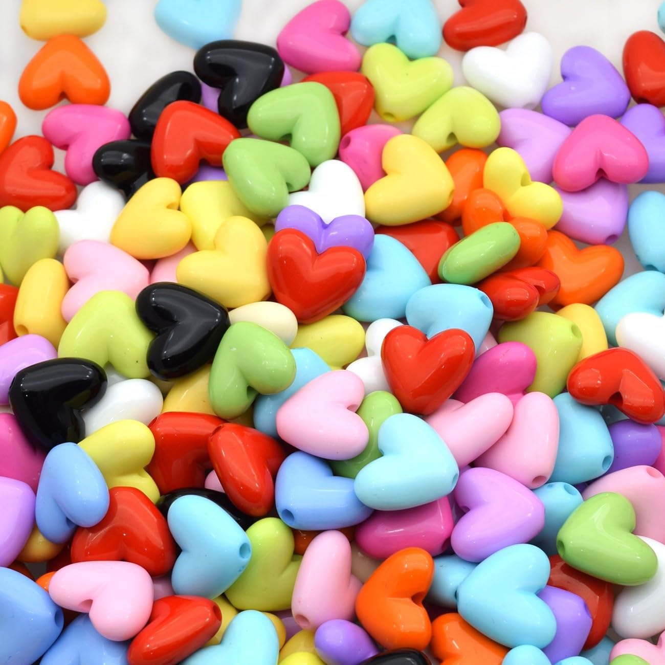 100pcs Colorful Heart Beads 15x17 mm Cute Acrylic Love Heart Aesthetic Charms Bulk for Pens Keychain Bracelet Necklace Earring Jewelry Making DIY Crafts Beading Supplies image 5