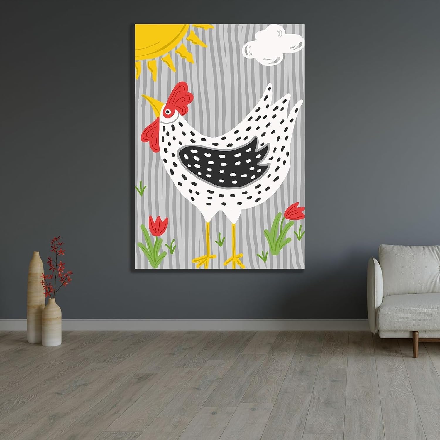 ArtDirect Whimsical Rooster Unframed Art Print Giclee Poster by Mosher, Deidre - Ready for Framing with Customization Sizes 7x10, 10x14, 14x20, 24x35, 33x48, and 42x60 Inches