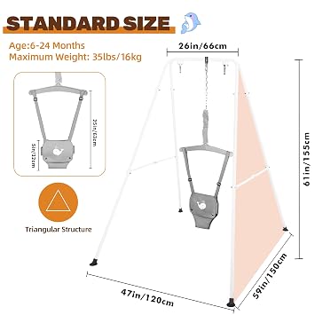 Baby Jumper with Stand, Foldable Baby Bouncer for Infants 6-24 Months