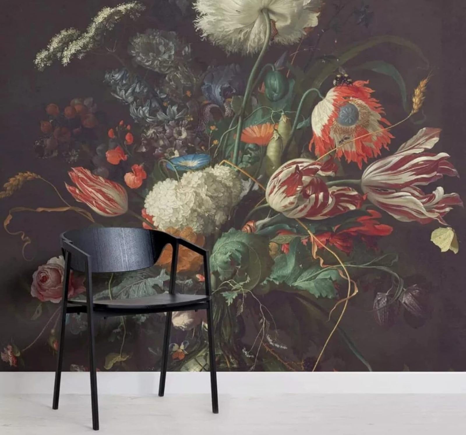 XLMING Simple Three Dimensional Beautiful Dark Flowers 3D Wallpaper Luxury Silk Study Dining Feature Sofa Grey Bedroom Living Room Tv Decorative Wall-250cm×170cm