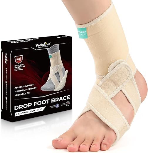 Welnove 2 Pack Drop Foot Brace with Arch Support，AFO Brace for Walking ，Relieve The Instability of Lower Limbs by Foot Dro...