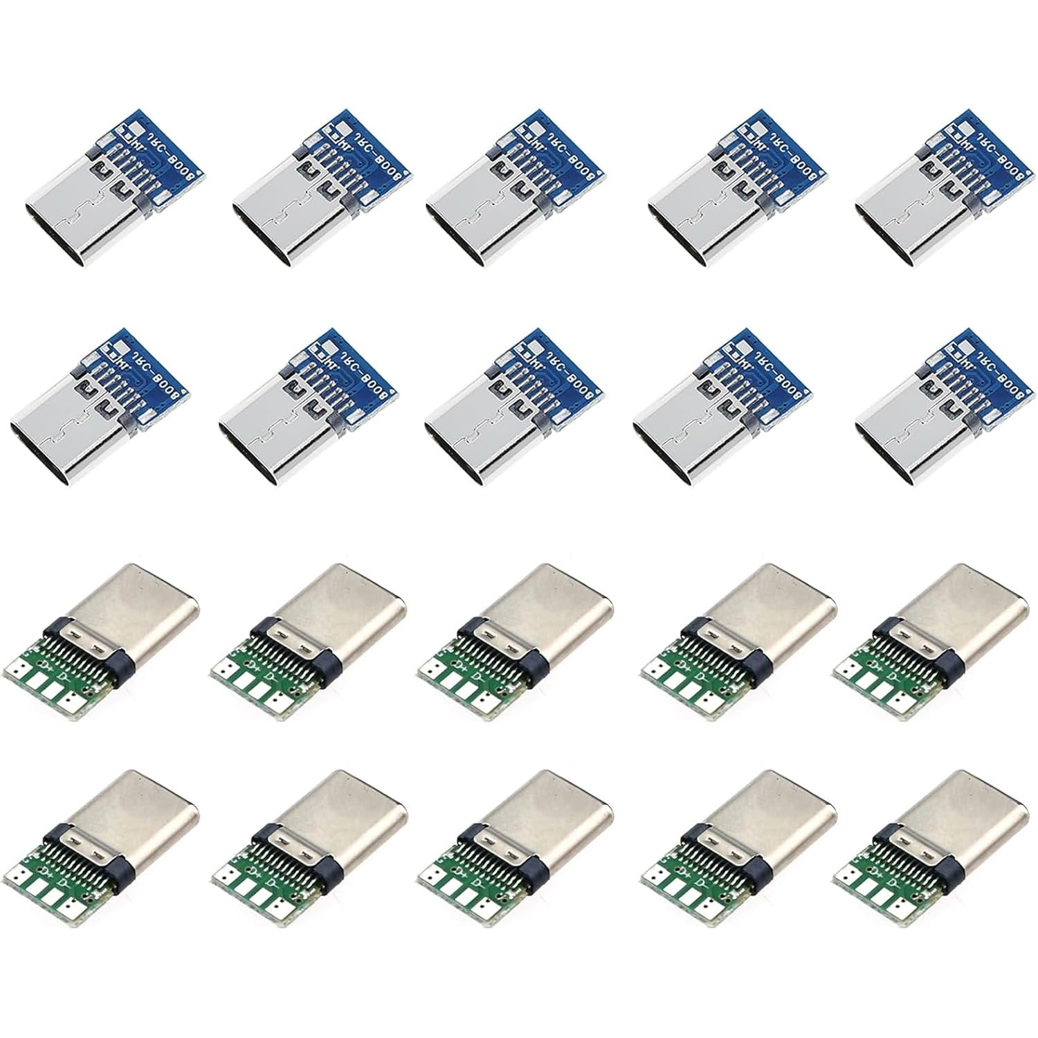 PENGLIN 20pcs USB 3.1 Type-C Male Female Connector PCB 24 Pin DIY Set