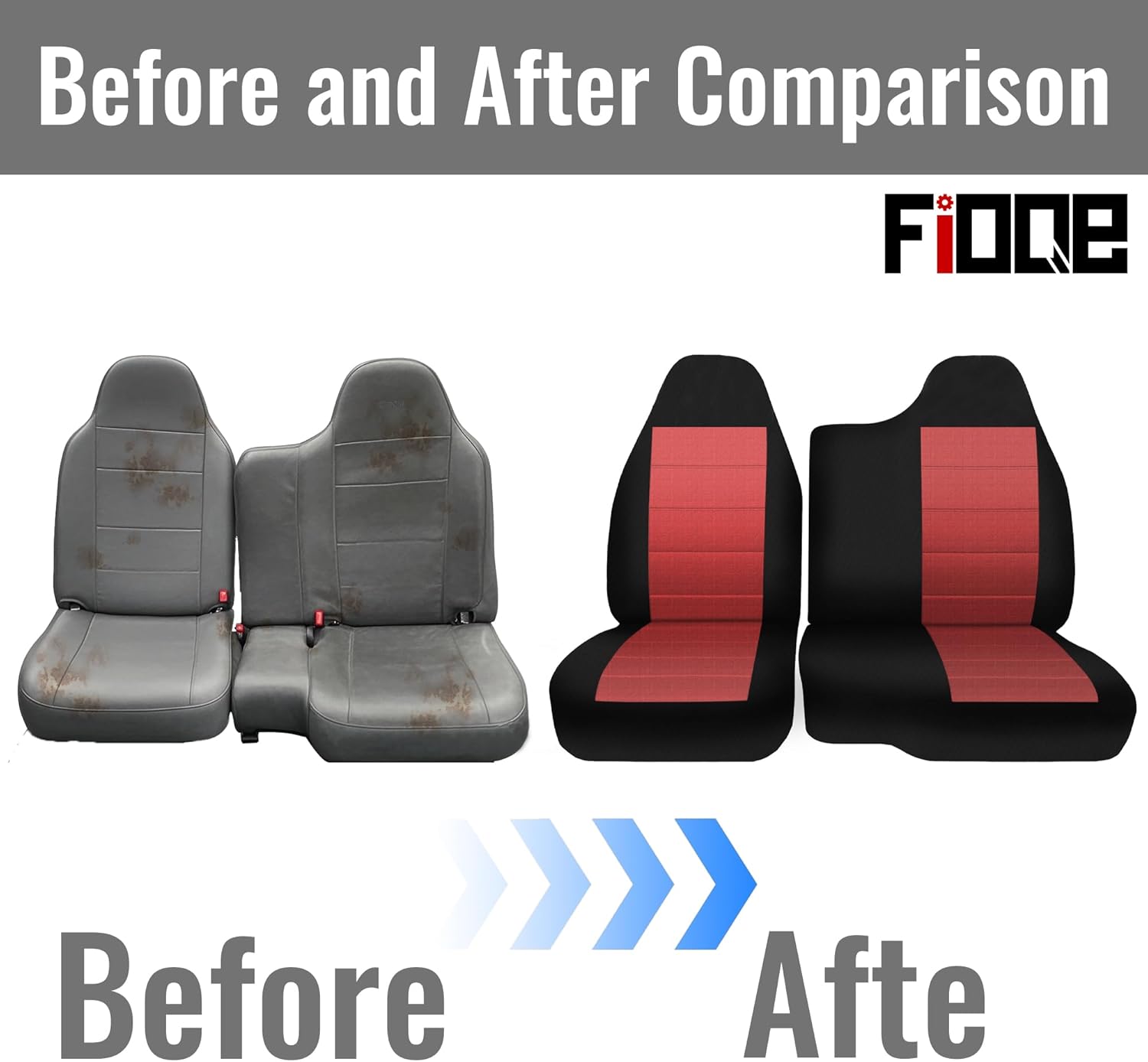 2PCS Oxford Cloth Front 60/40 Split Bench Highback Seat Cover for Ford Ranger 1998 1999 2000 2001 2002 2003 60/40 Split Bench Truck Seat Cover-Red