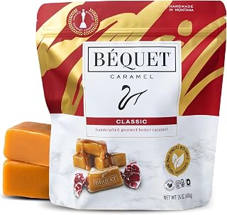 Béquet Classic Caramels: Soft Chewy Gourmet Candy, Gluten-Free Kosher, Individually Wrapped 24oz Resealable Pouch