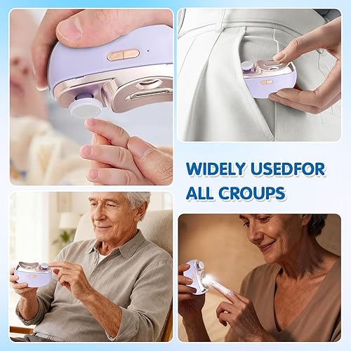 Miniatura 6 de Cortauñas eléctrico 2 en 1, 2 velocidades, cortaúñas automático para dedos de manos y pies con luz LED y almacenamiento de clips, recortador de uñas