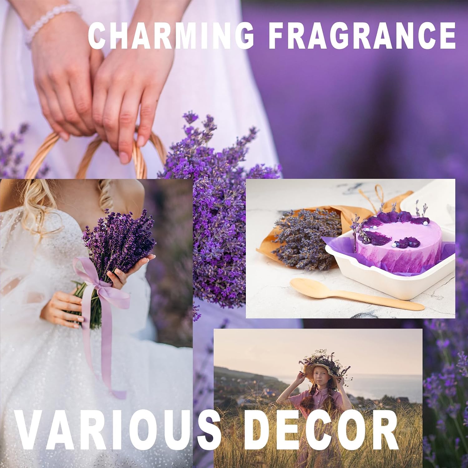 2 Bundles Naturally Dried Lavender Bouquets for Wedding & Home Decor & Gift