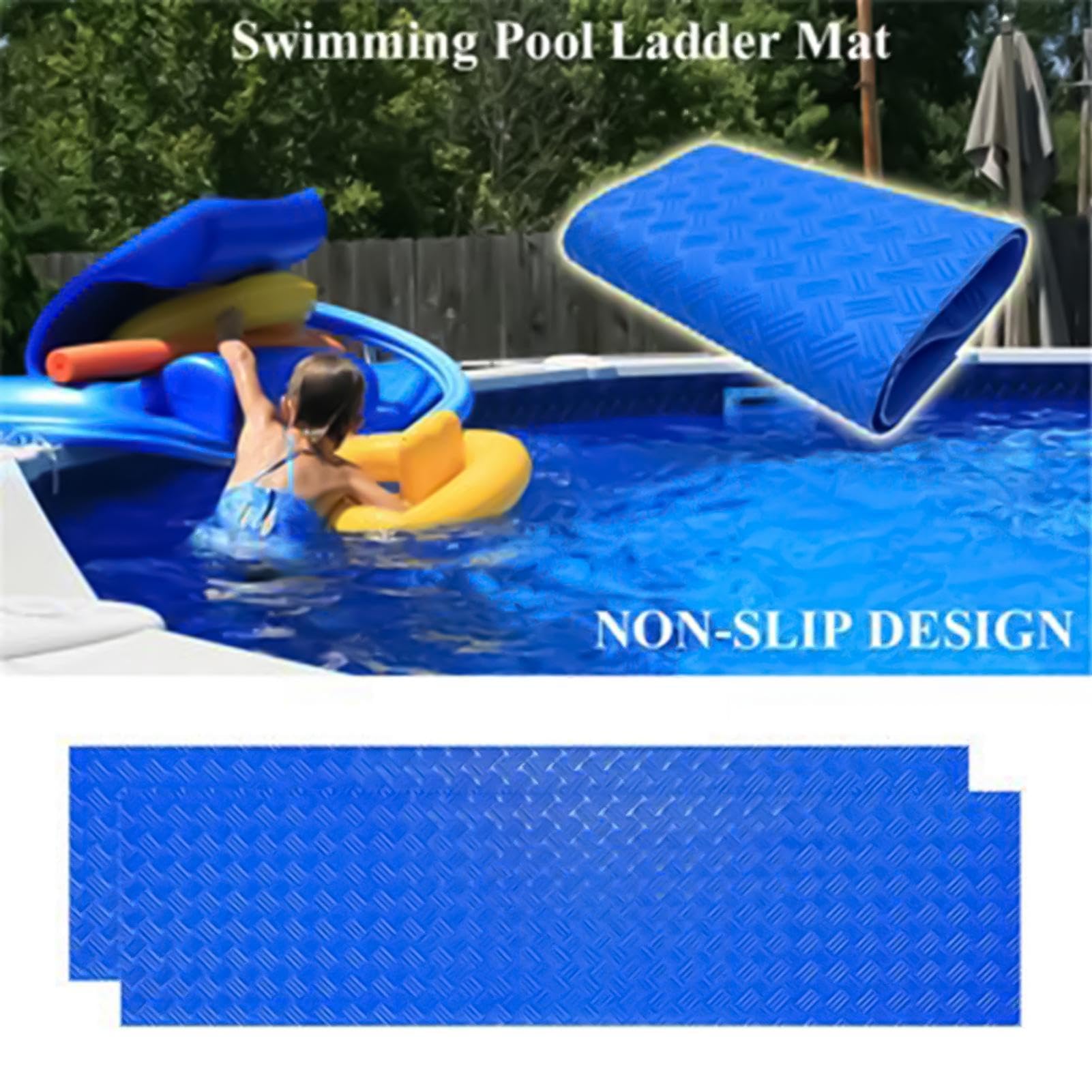 Alfombrilla Antideslizante Para Escalera De Piscina – 23x60 Cm – PVC Azul – Protector De Suelo Y Base – Superficie Texturizada Para Evitar Caídas – Fácil De Colocar Y Transportar