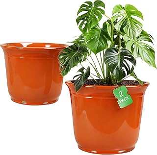 Large Plastic Pots for Plants, 2 Pack 18 Inch Planters for Outdoor Plants, Durable