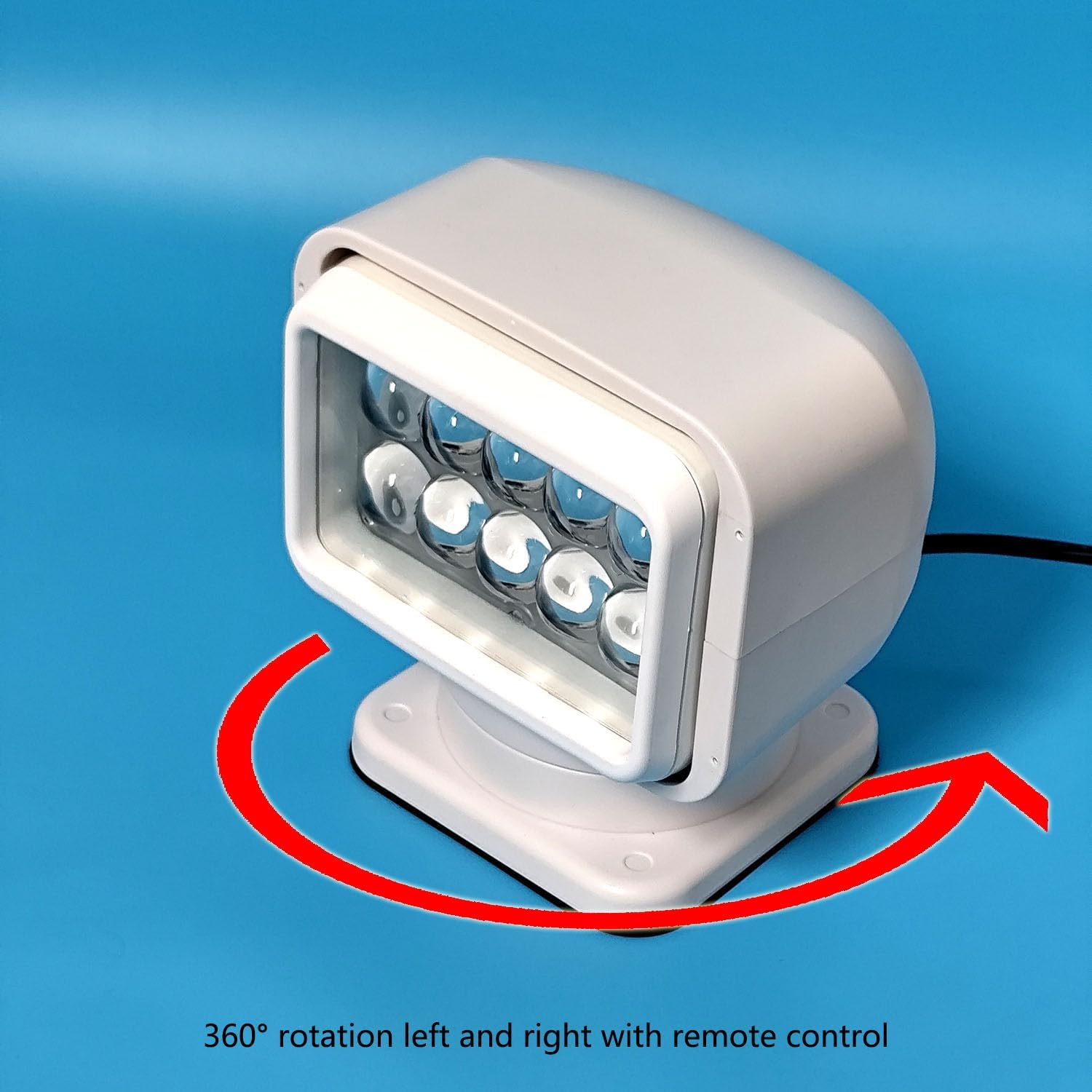 Led Search Light 7 Inch 50W 360 Degrees Rotating Remote Control 9-32V Super Bright Led Work Spot Driving Lights Fog Offroad Lights Boat Lighting White Colour Water Proof