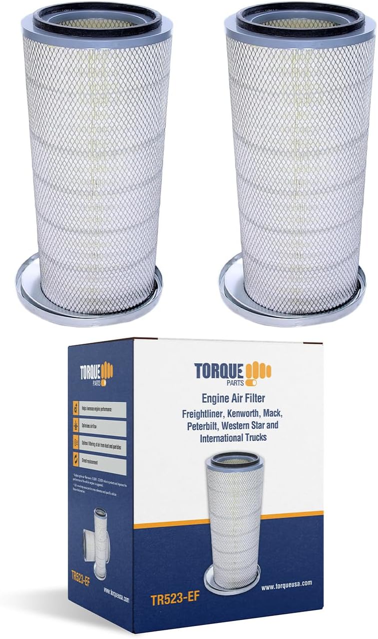 TORQUE PA2705 Engine Air Filter for Select Freightliner FL112 FLD 112 120, Kenworth T400 T450 T600 T800 W900, Western Star Replaces 46883 AF1968 LAF3551 6883 88883 P537791 TR523 2 PCS