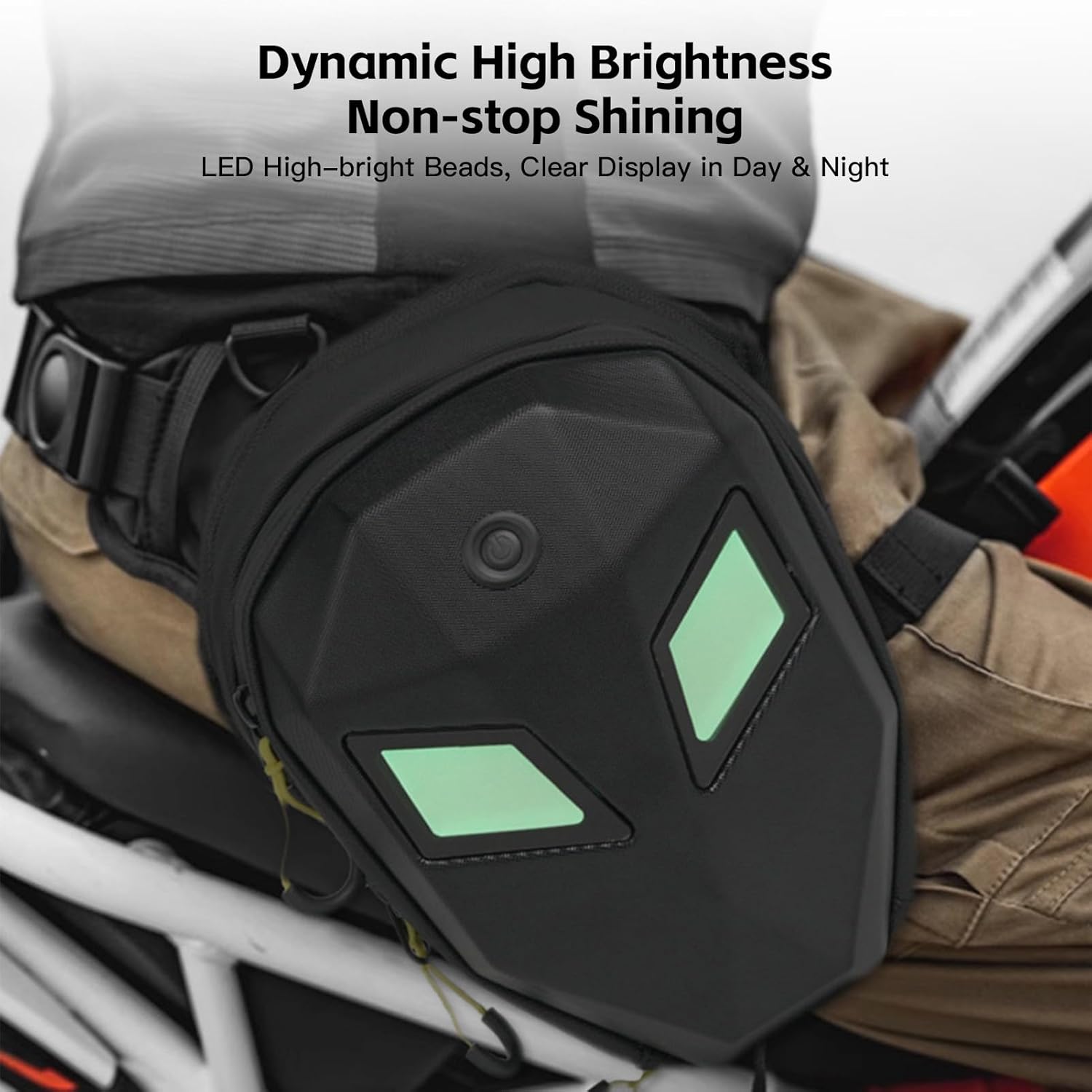 doorslay Motorcycle Leg Bag, LED Leg Pack Waist Pack, EVA Hard Exterior Drop Pouch for Men & Women with Multiple Pockets for Cycling Running Outdoor Sports