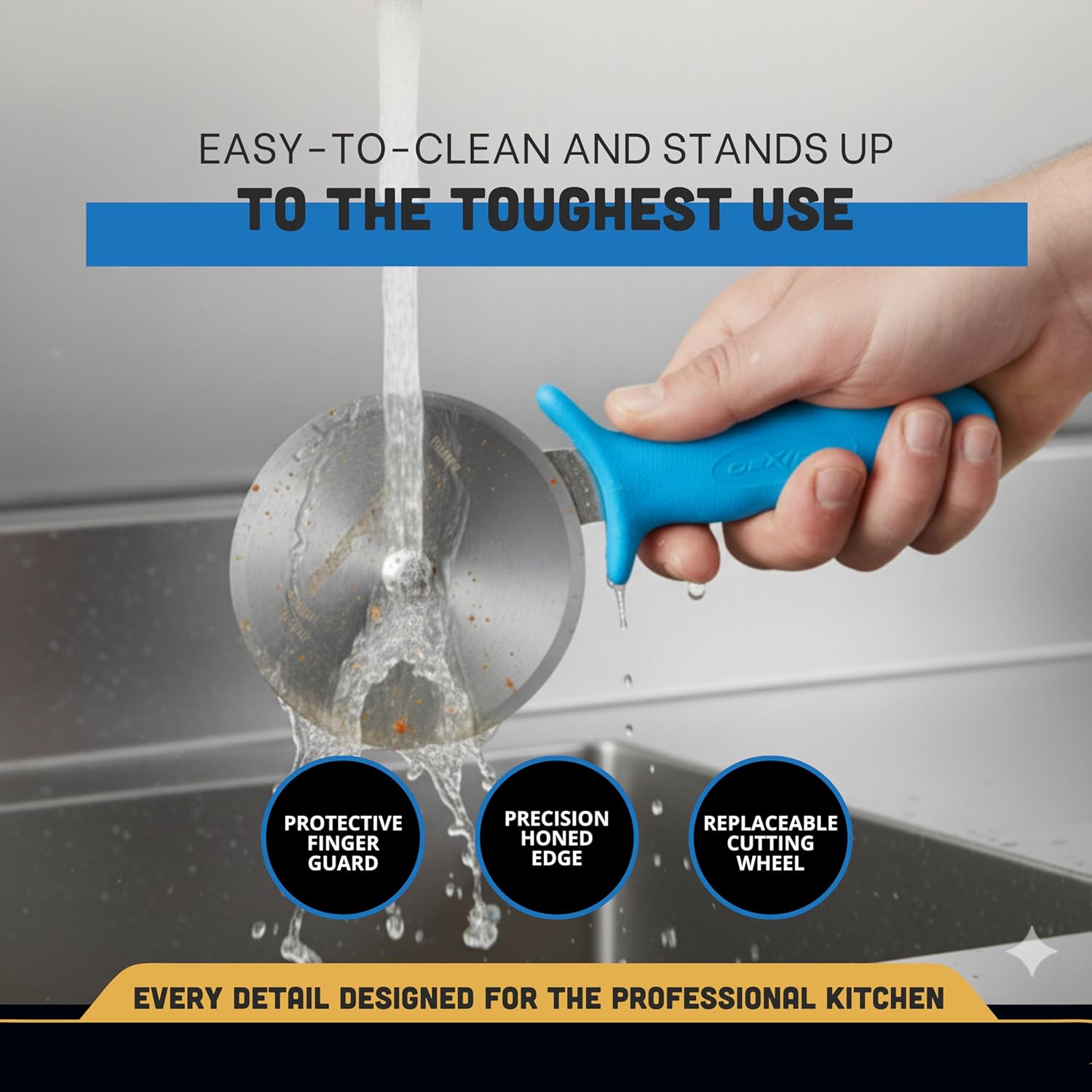 Dexter-Russell P177AH 4-Inch Pizza Cutter with High-Heat Blue Handle | DEXSTEEL® Stain-Free High Carbon Steel Blade | Commercial Grade, Dishwasher Safe