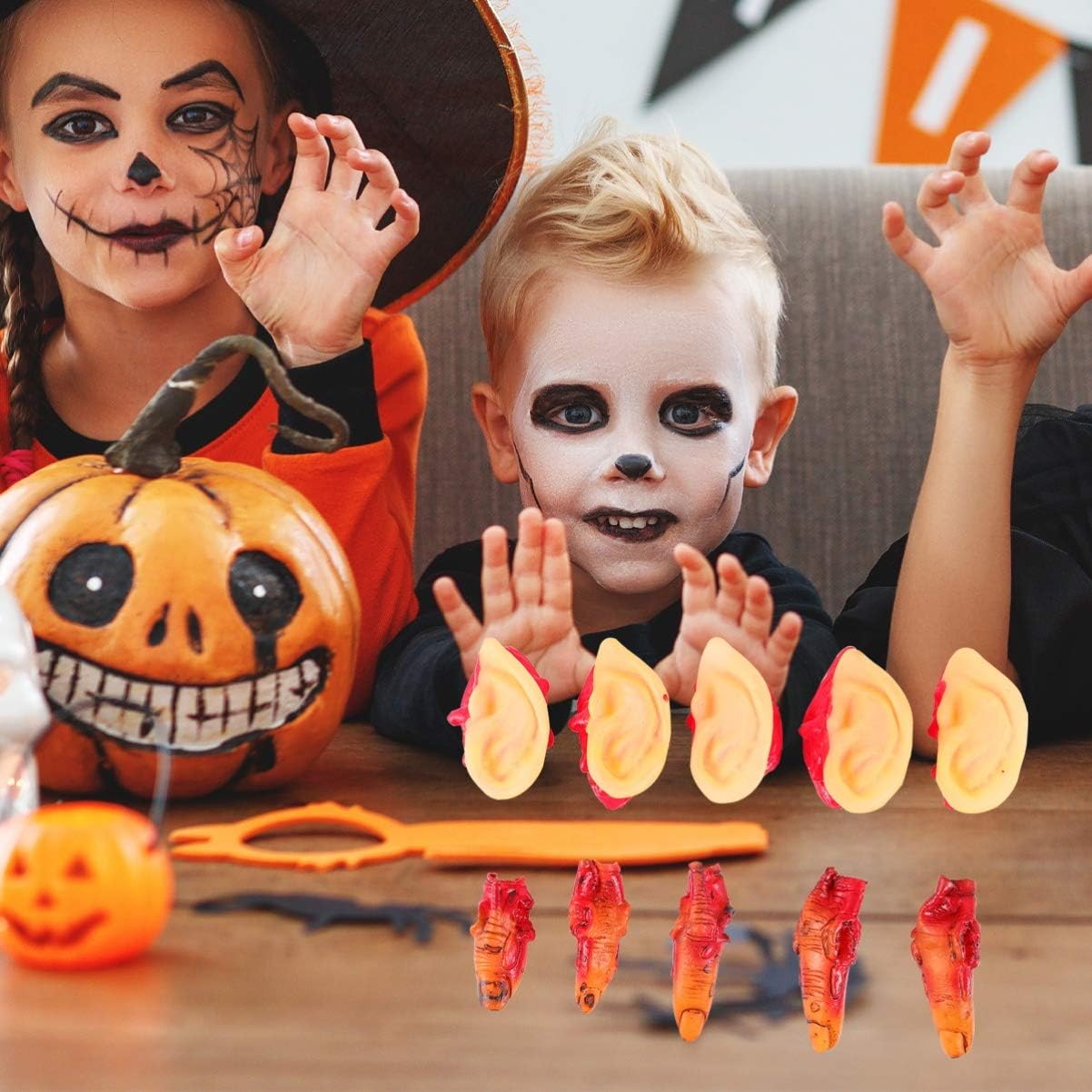 TOYANDONA 30pcs Prank Organ House Ear Blood Scary Finger Tricky Color Body Fingers, Party Favors Fingers+ Organs Halloween Fingers Universal Eyeballs Plastic Props,
