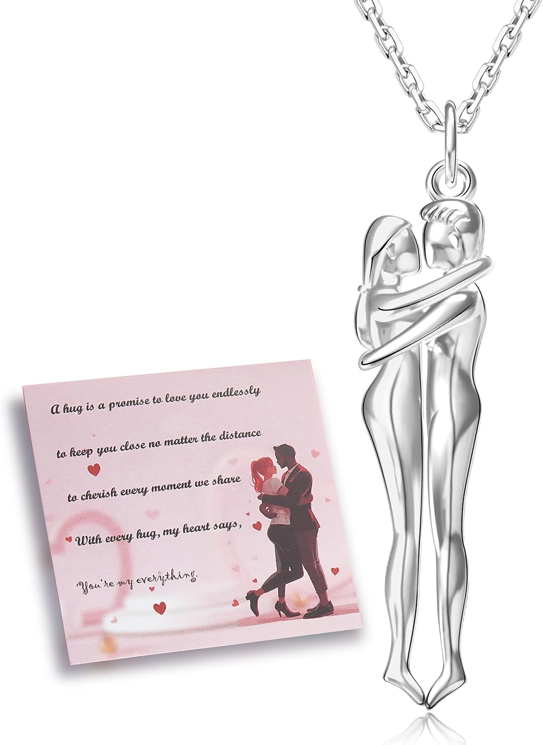 ZOEXUE Hug Necklace for Couples Sterling Silver Couple Necklaces Women and Men Hugging Pendant Jewelry Gifts for Him and Her