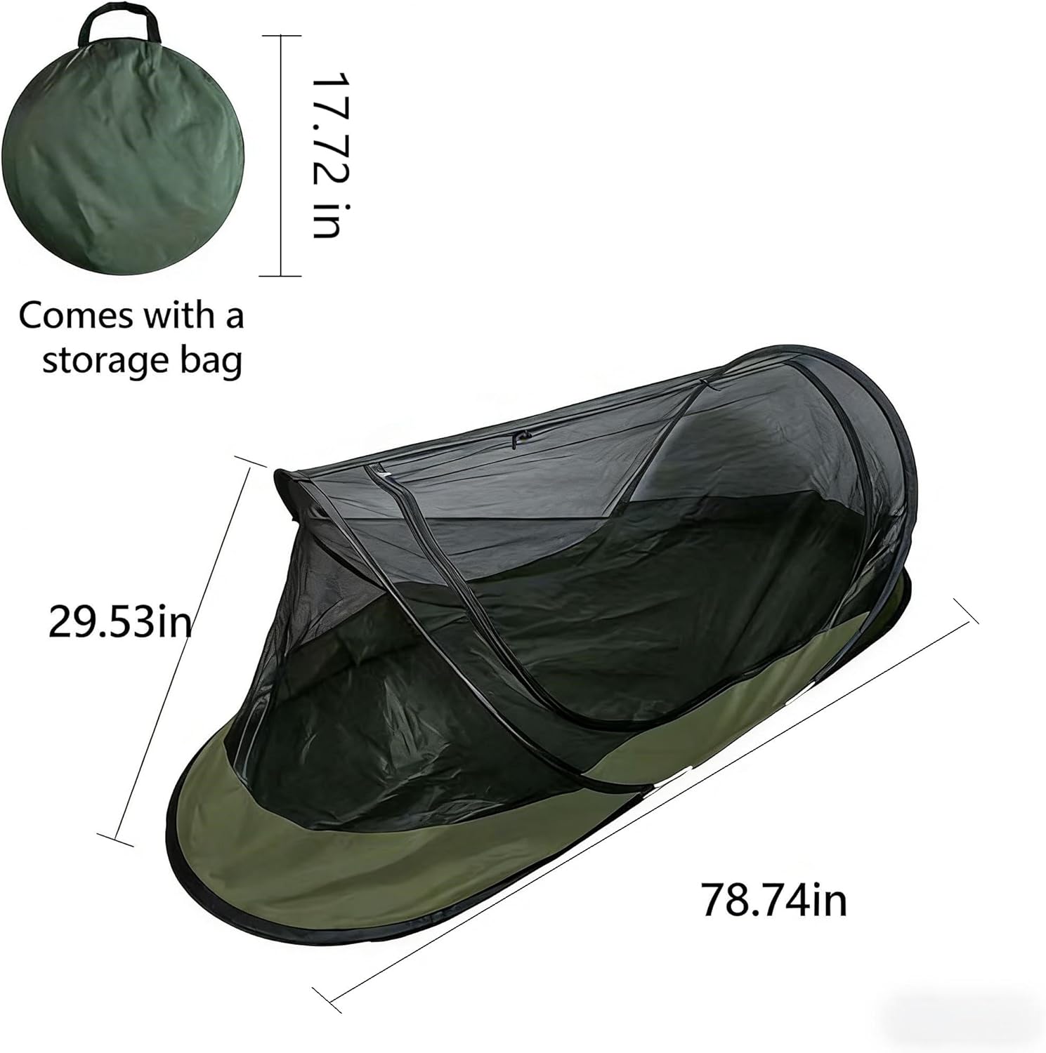 Pop Up Mosquito Net for Camping, Foldable Single Mosquito Tent with Ultra fine mesh, Portable Instant Mosquito Net with Bottom, Lightweight for Travel, Backpacking, Indoor & Outdoor Use