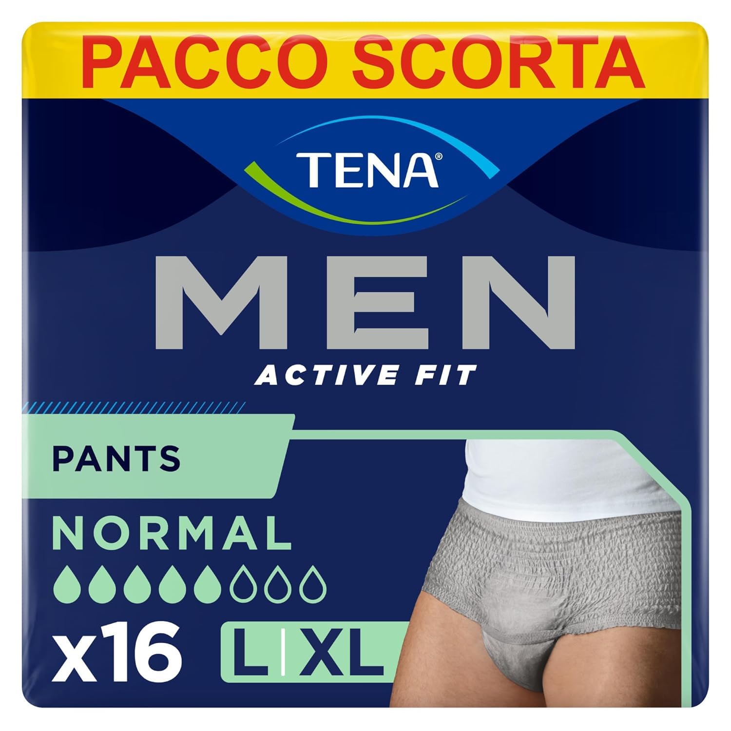 TENA Hommes Active Fit Pants Normal Taille Large Gris Couche pour Homme Respirant 2x8 pcs