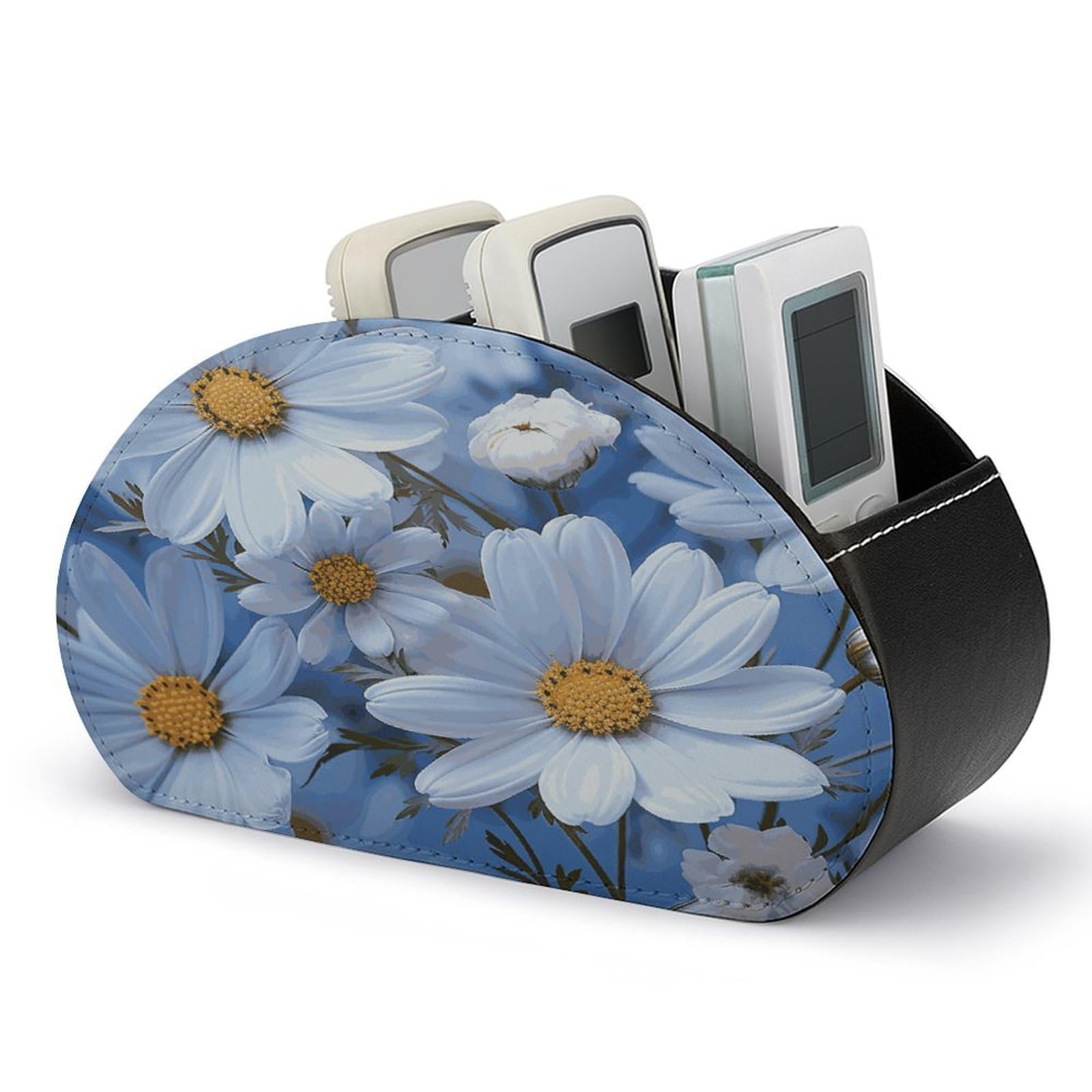 Btcowzrv Style Daisy Blue Remote Control Holder With 5 Compartments