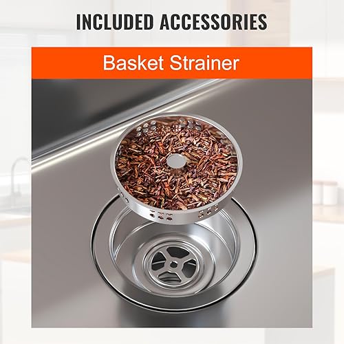 Miniatura 6 de VEVOR Fregadero de cocina, fregadero empotrado de acero inoxidable 304, cuenco individual de montaje superior con accesorios (paquete de 2),