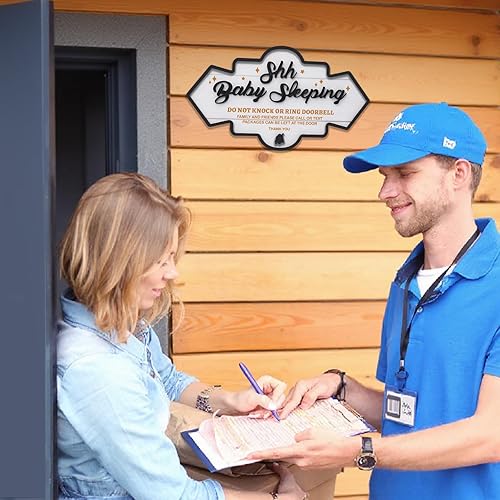 Miniatura 7 de Letrero de timbre con texto en inglés Please Do Not Knock or Ring (Please Do Not Knock) para puerta delantera, letrero de madera con texto en inglés