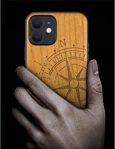 Miniatura 11 de Carveit Funda magnética de madera para iPhone 12 [madera natural y TPU suave negro] a prueba de golpes, funda de madera única y elegante compatible