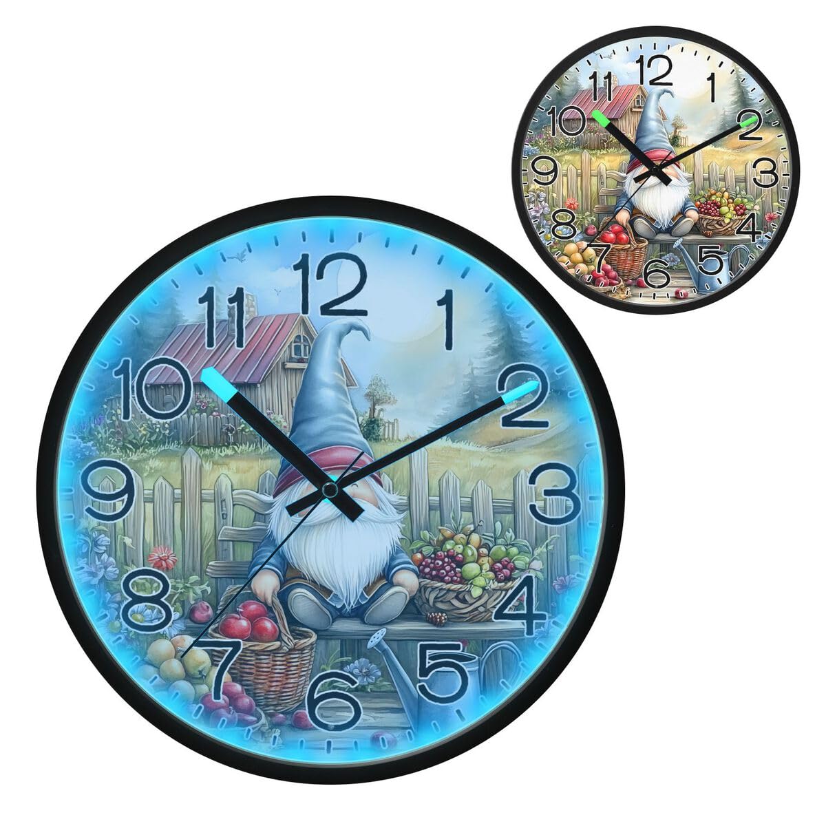 Horloge de cuisine gnome ALAZA décorative et lumineuse pour toute la famille