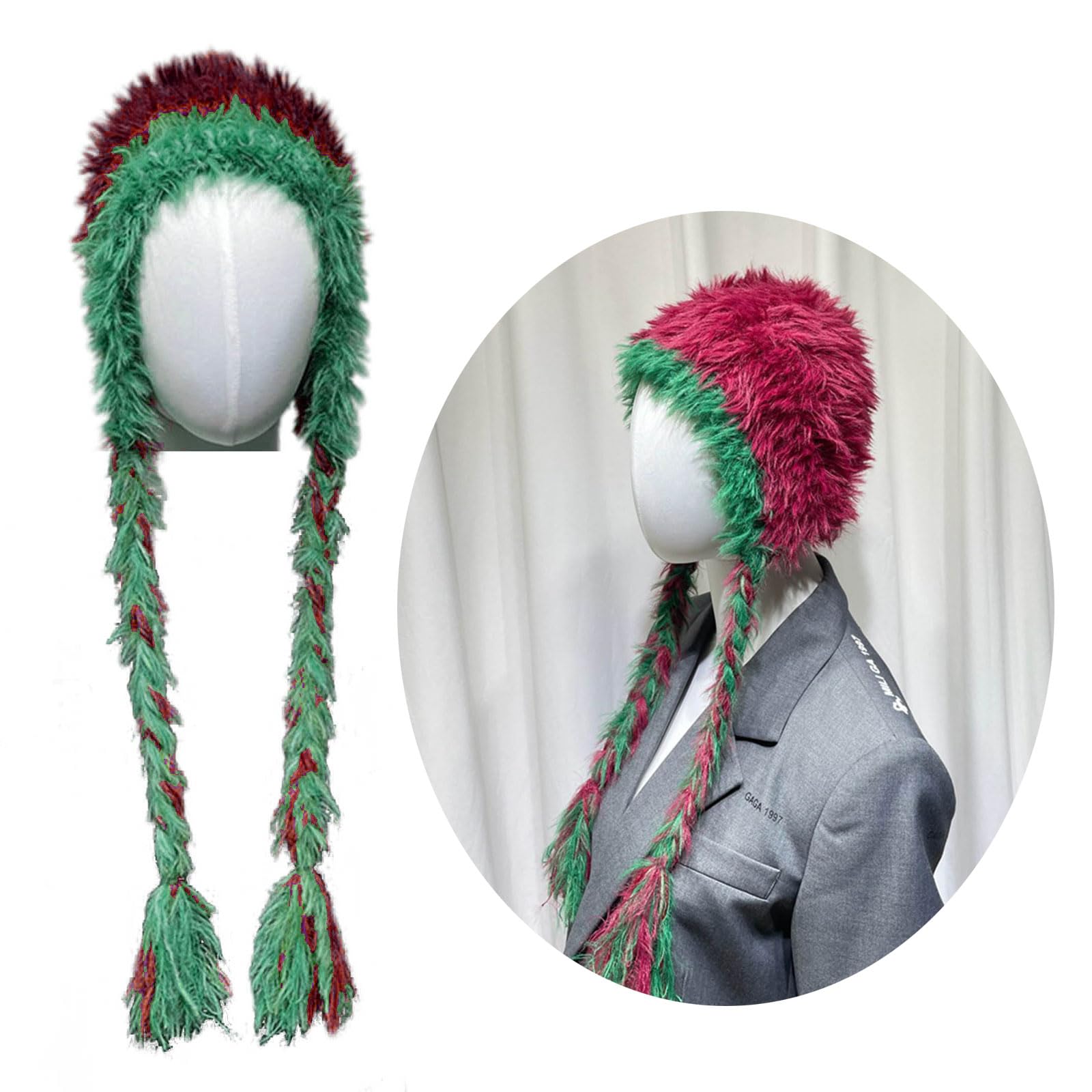 Winter Teenagers Hat Elastic Windproof Color Matching Hat Ear Protector Hat Adult Winter Cycling Skiing Supplies Green