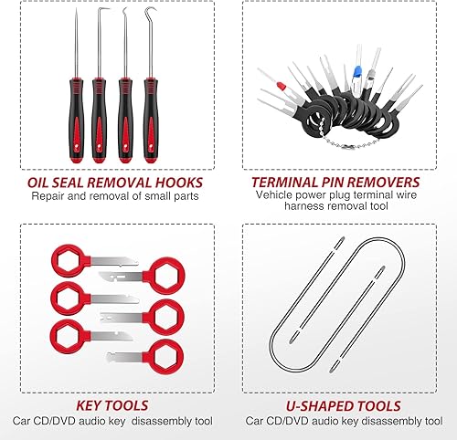Vista 21 de Nilight - Juego de herramientas para remover molduras, 102 piezas, clips de retención para parachoques, paneles de auto, remover terminales, remover