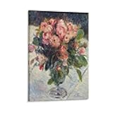 Moss Roses by Pierre-Auguste Renoir Wall Art Picture Painting Poster Canvas Print Posters Artworks Bedroom Living Room Decor 24x36inch(60x90cm)