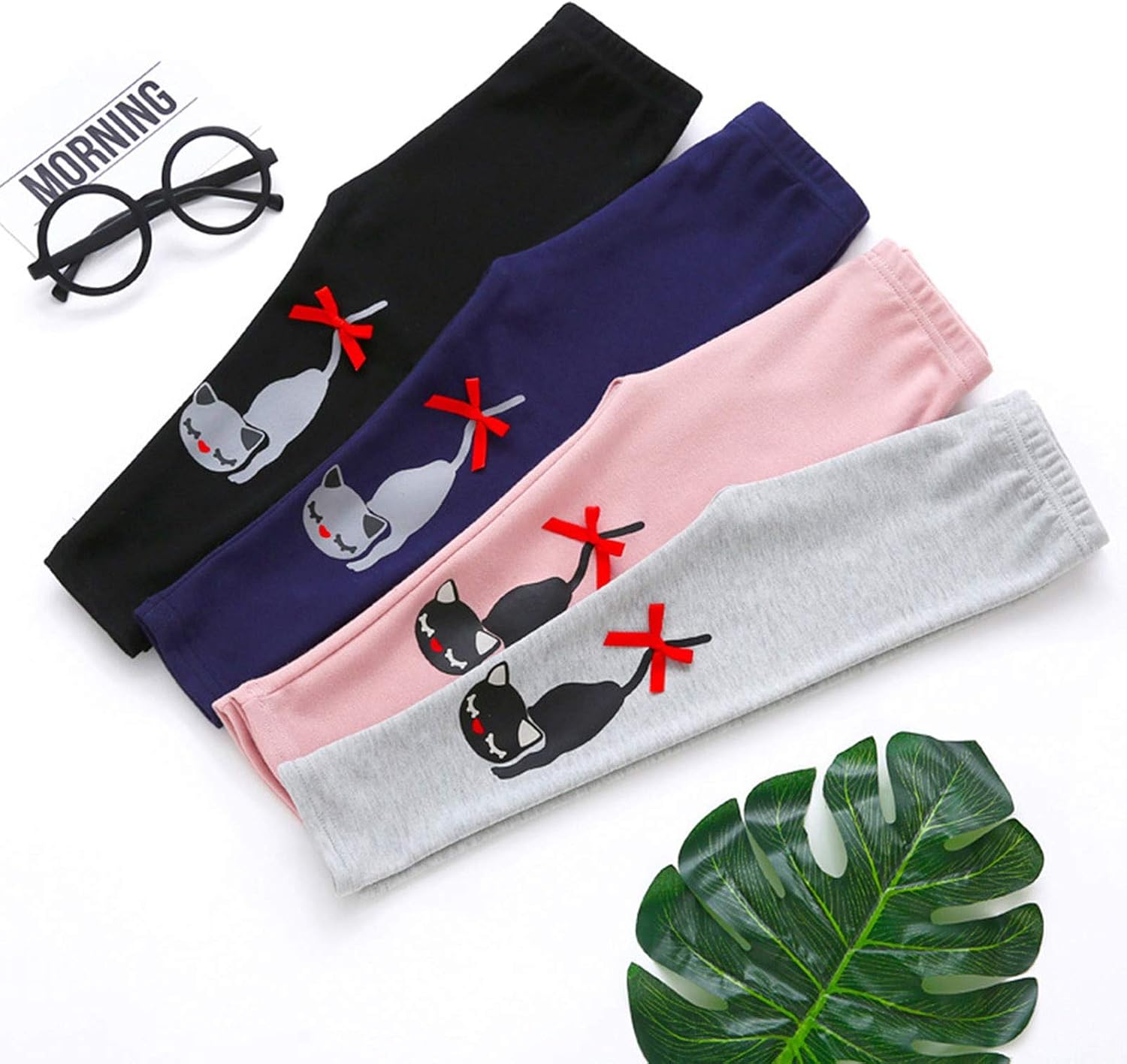 Baby Girls' and Toddler Assorted Everyday Pull on Leggings Cotton Pants Cute Cat Print Toddler Girl Fall Clothes