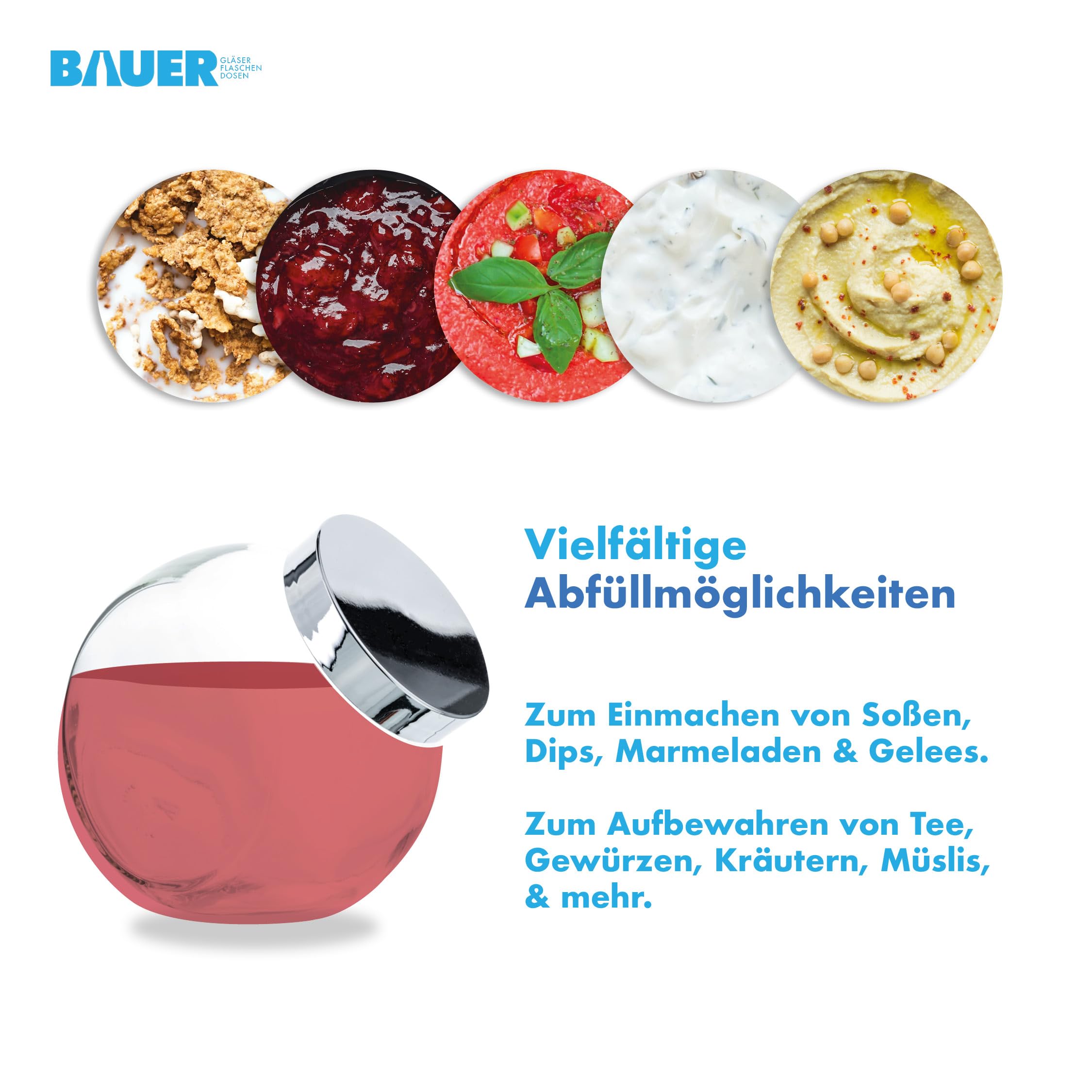 Flaschenbauer - 6X bocaux à bonbons 2L avec couvercle en plastique argenté, idéal comme bocal de stockage pour les articles de cosmétique ou pour un candy bar.