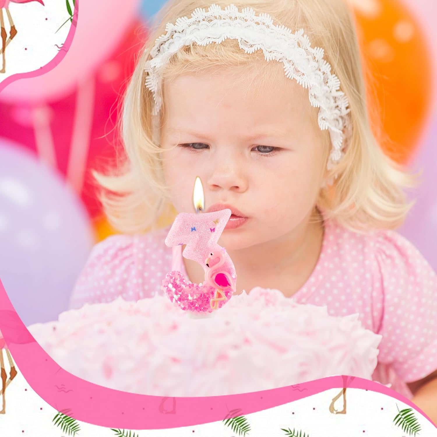 Flamingo 5th Birthday Candle Number 5 Pink Hawaiian Theme Glitter Candles Cake Topper Decorations for Girl and Boy Baby Shower Anniversary Birthday Party Wedding Decor Supplies