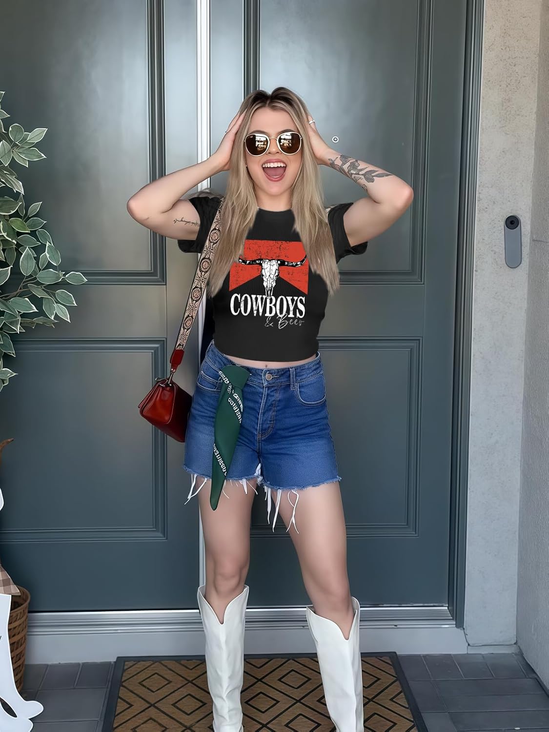 Cowgirl Outfits for Women Crop Tops for Teen Girl Y2k Clothes Cowboy Country Concert Graphic Tee Tops - Image 4