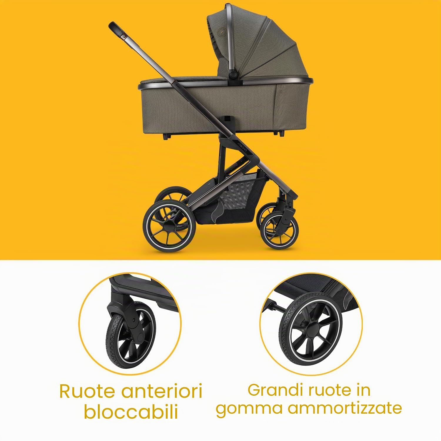 Osann Passeggino Navetta Duo Juntos Sistema Combinato - Leggero e compatto - Reversibile - Aerato - Parapioggia anti pioggia - Fronte Mamma - Fronte Mondo (Teak Marrone)