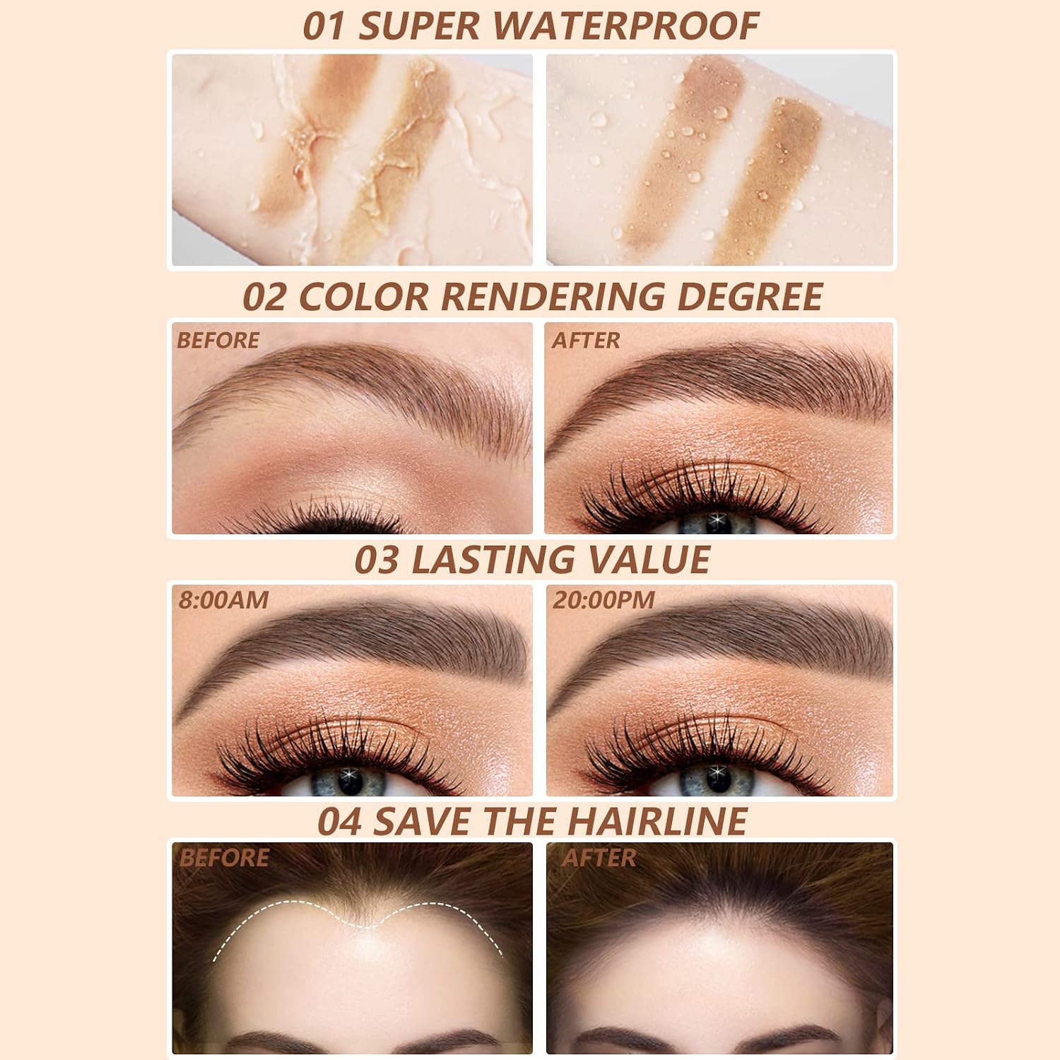 ESPOCE Eyebrow Stamp Stencil Kit Long-lasting 10 Eyebrow Stencils Brow Stamp and Shaping Kit, Black