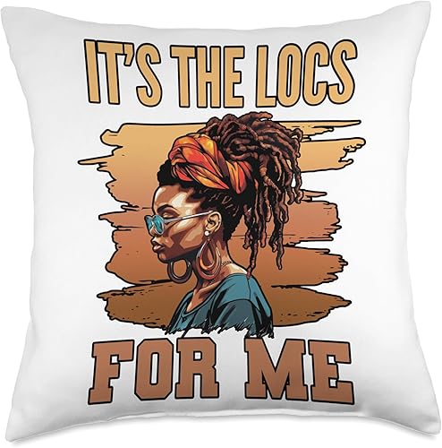 Locs Afro Dreadlocks Love Natural Beauty Hair It's the Locs for Me Afro Hair Black American African Girl Throw Pillow, 18x18, Multicolor