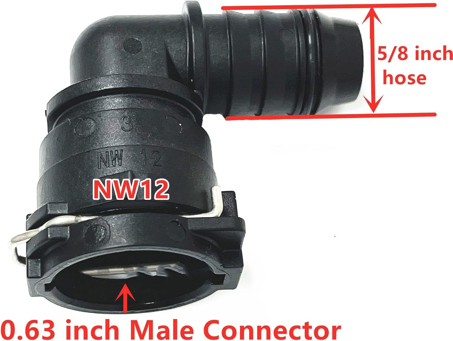 90 Degree Coolant Hose Connector NW12, Barbed Quick Connect Fitting, Replacement for BMW, X3, X5, X1, 3 Series, 5 Series, X7,Mercedes-Benz, Audi, VW, B38 B48 B58 Engine, Radiator Water Pipe Elbow