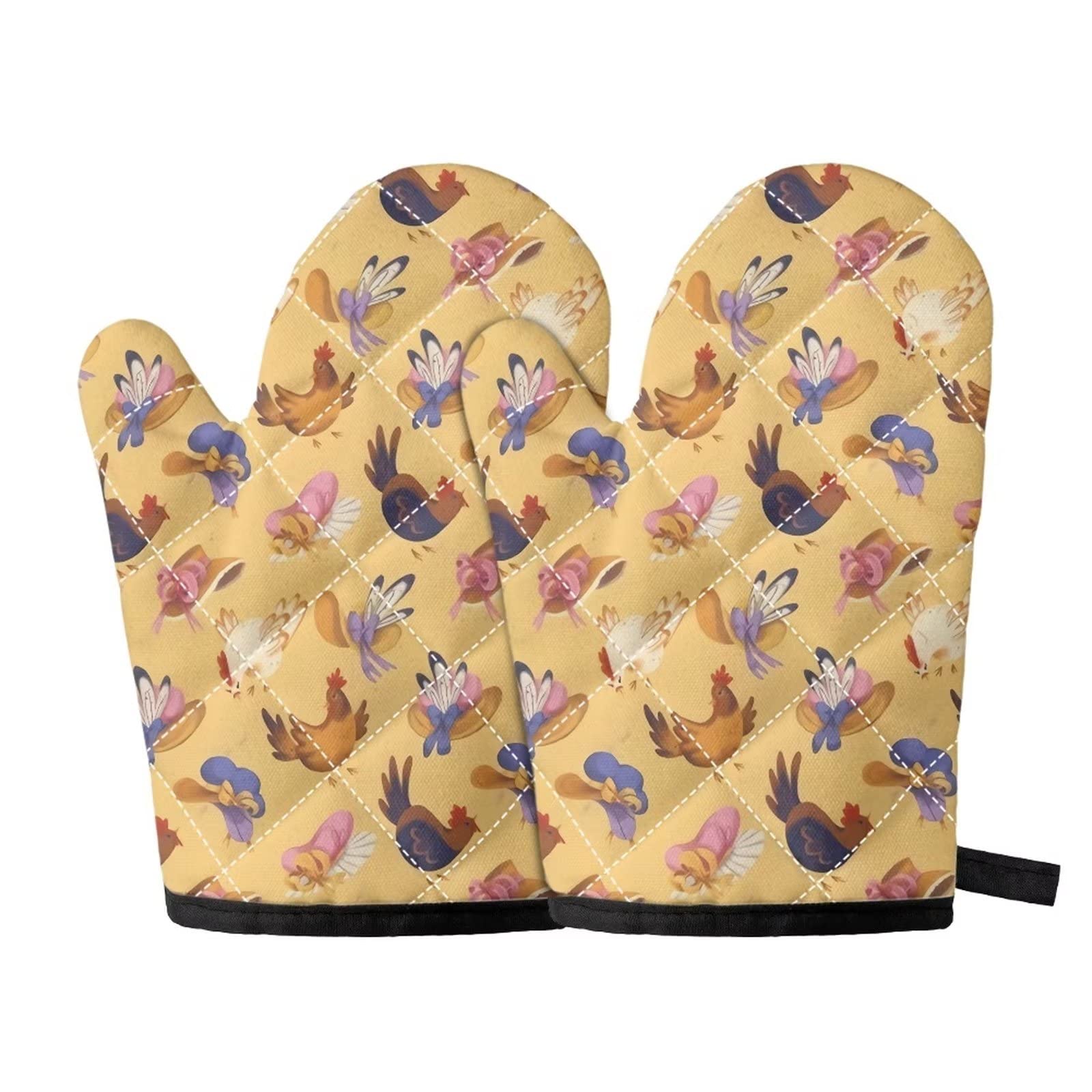 HUGS IDEA Set Di 2 Guanti Da Forno Antiscivolo – Morbidi, Resistenti Al Calore E Con Stampa Fashion