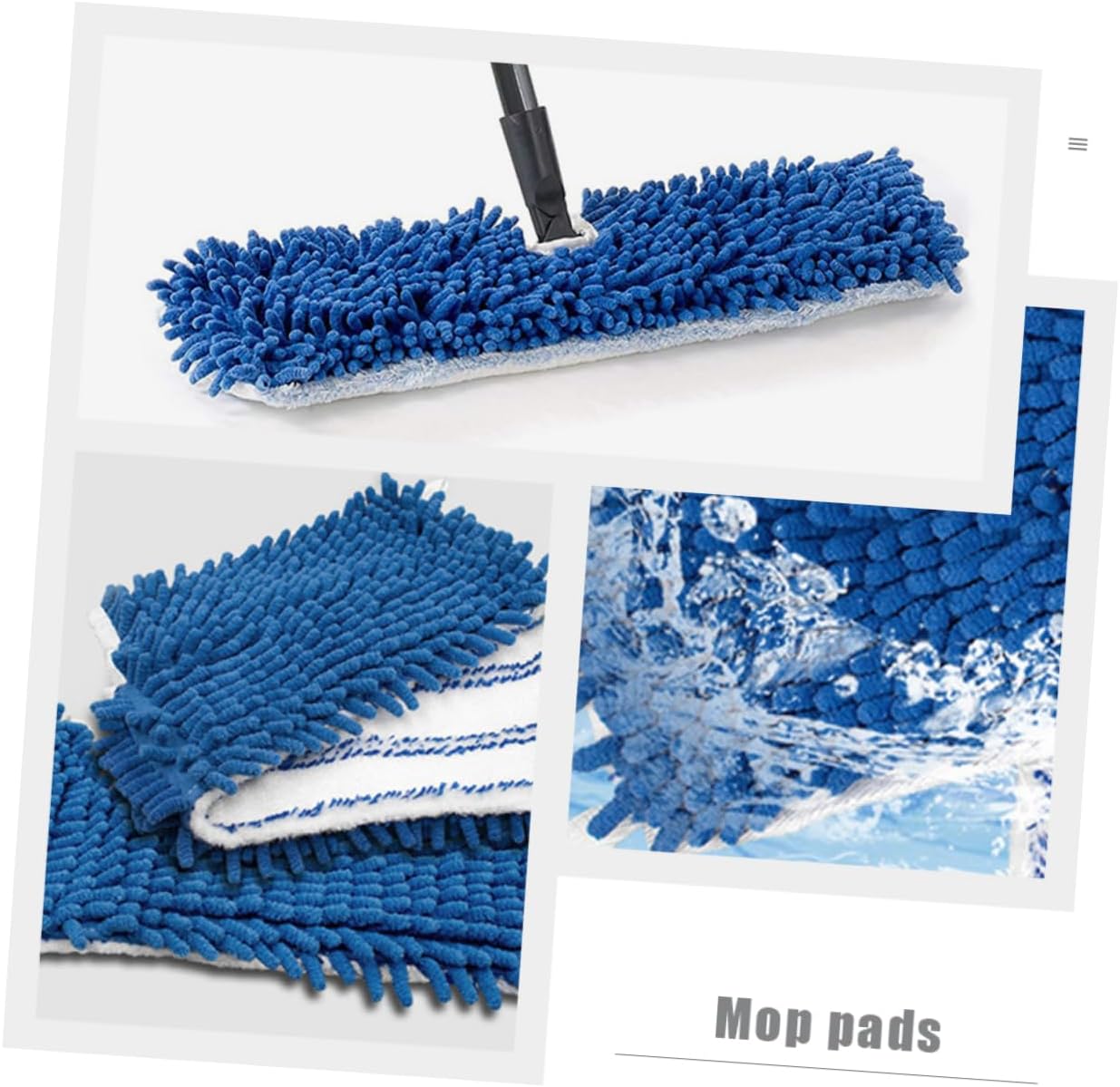 KOMBIUDA 2pcs Chenille Mop Refills of Mop Pads Wet Dry Floor Cleaning Microfiber Mopping Pads