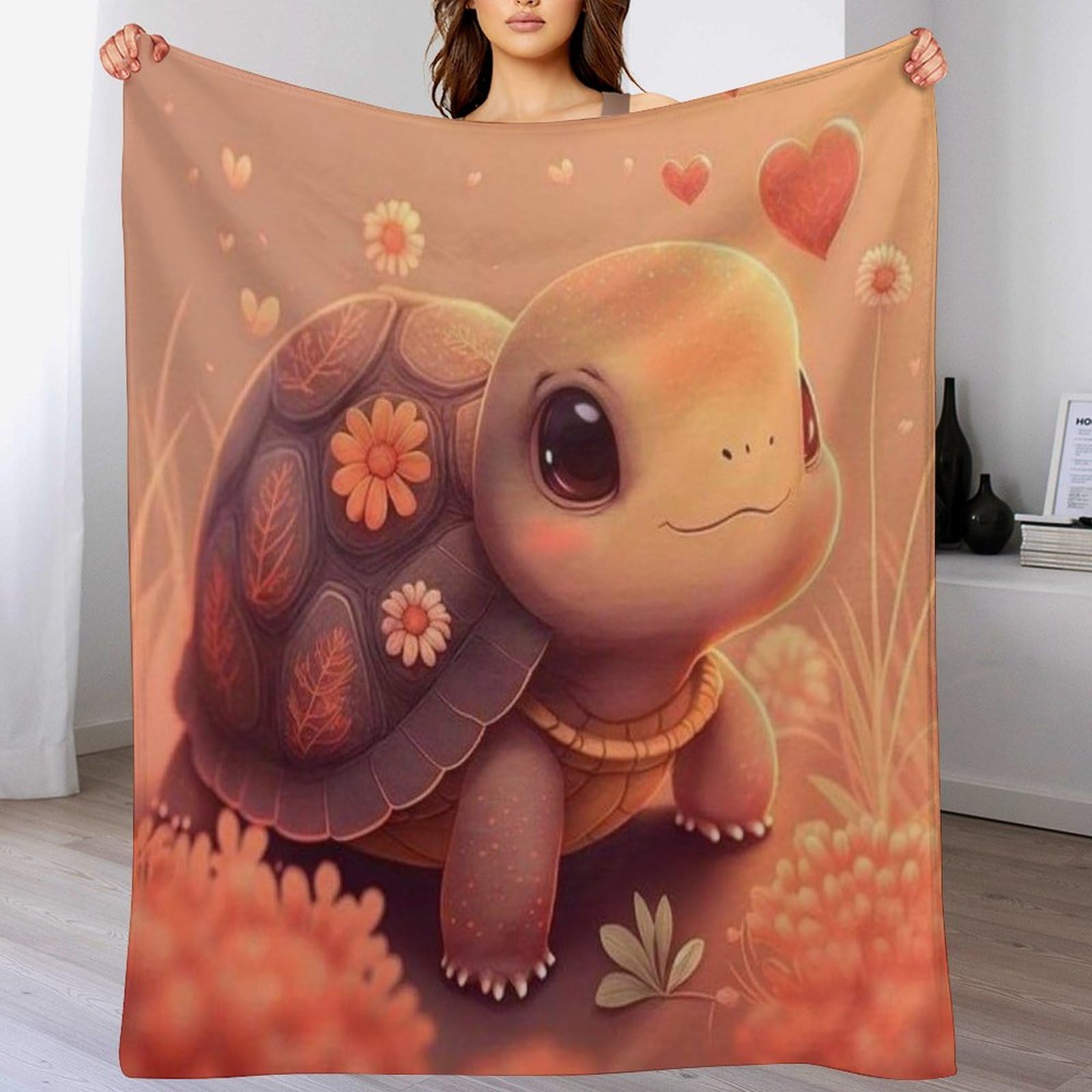 Plaid canapé taille idéale contre le froid : couverture polaire douce tortue