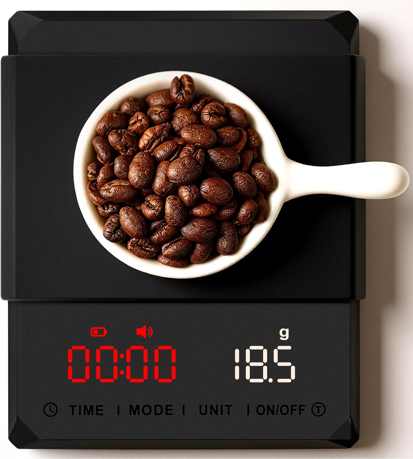 Fuzion Mini Coffee Scale with Timer – Espresso Scale Rechargeable 2kg x 0.1g Accuracy, 3-Mode Timer, LED Display, Digital Coffee Scale for Pour-Over, Espresso, Kitchen Use