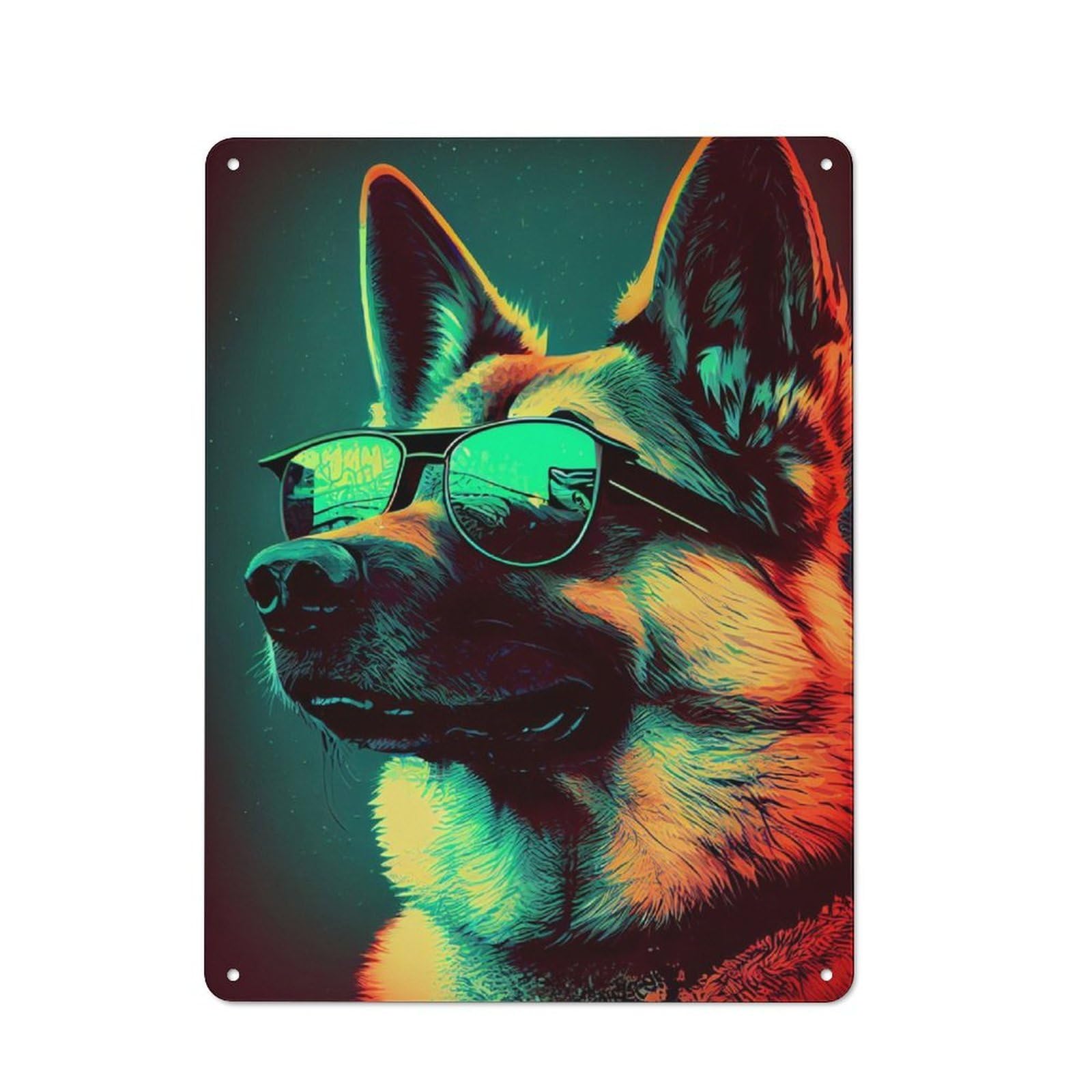 Workshop Style Garage Metal Sign 40x30cm Featuring German Shepherd Retro, Industrial Wall Art for Garage, Hobby Room, Office Or Man Cave