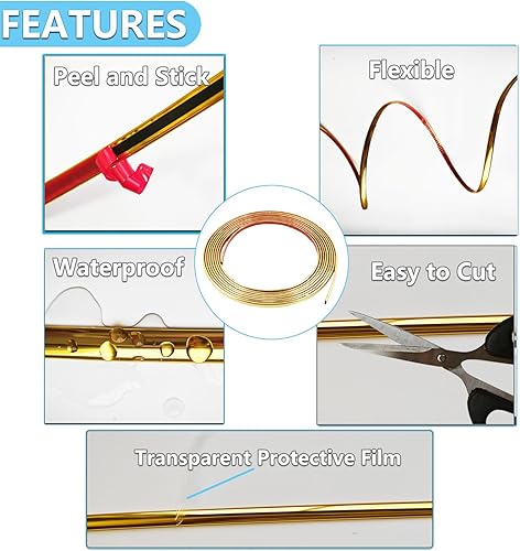 Miniatura 7 de Moldura de 20 pies para despegar y pegar, moldura para marco de espejo, moldura flexible autoadhesiva de pared para borde de azulejos, gabinete