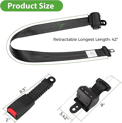 Miniatura 8 de 10L0L Kit de cinturones de seguridad universales para Yamaha EZGO Club Car Golf Cart, cinturones de seguridad retráctiles de 42 pulgadas, juego de 2