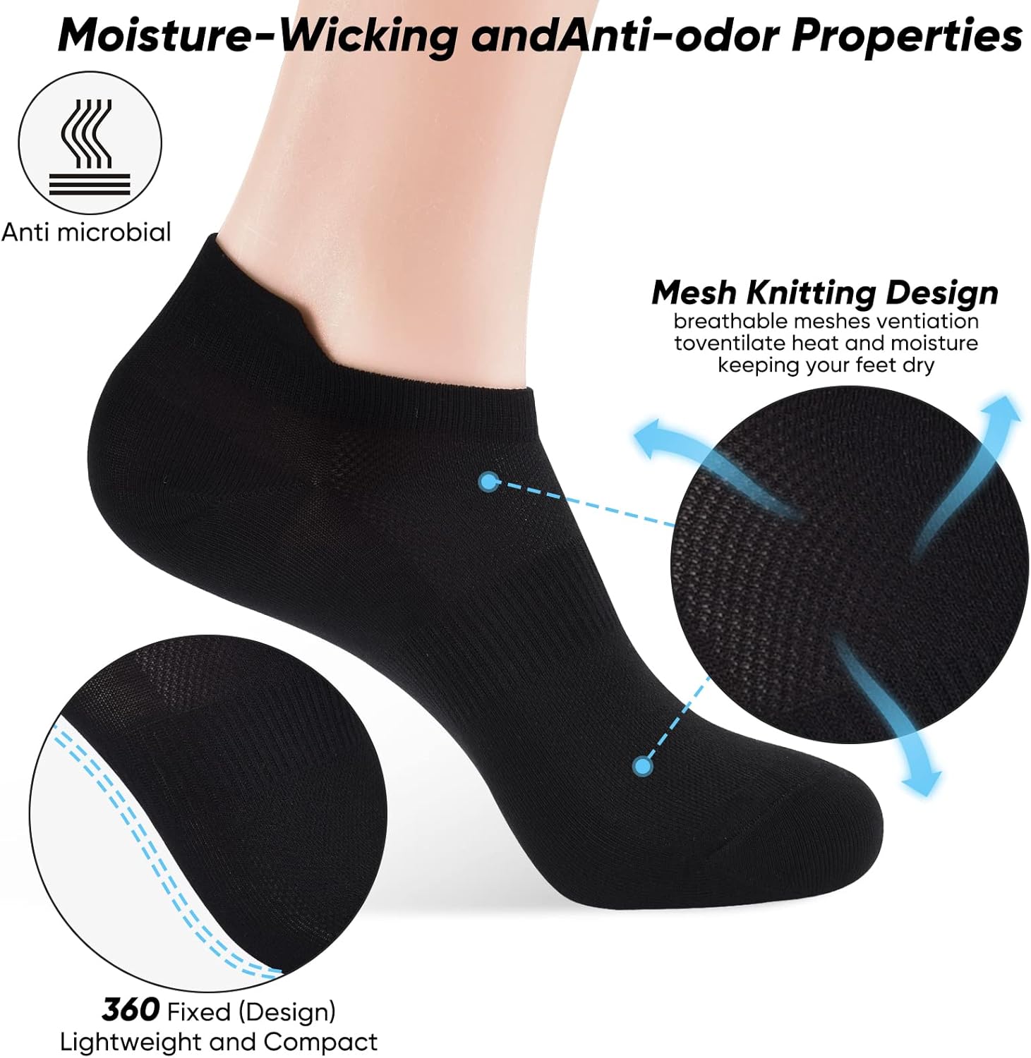 ATBITER Ankle Socks Womens and Men Thin Athletic Running Low Cut No Show Socks With Heel Tab 6-10 Pairs - Image 3
