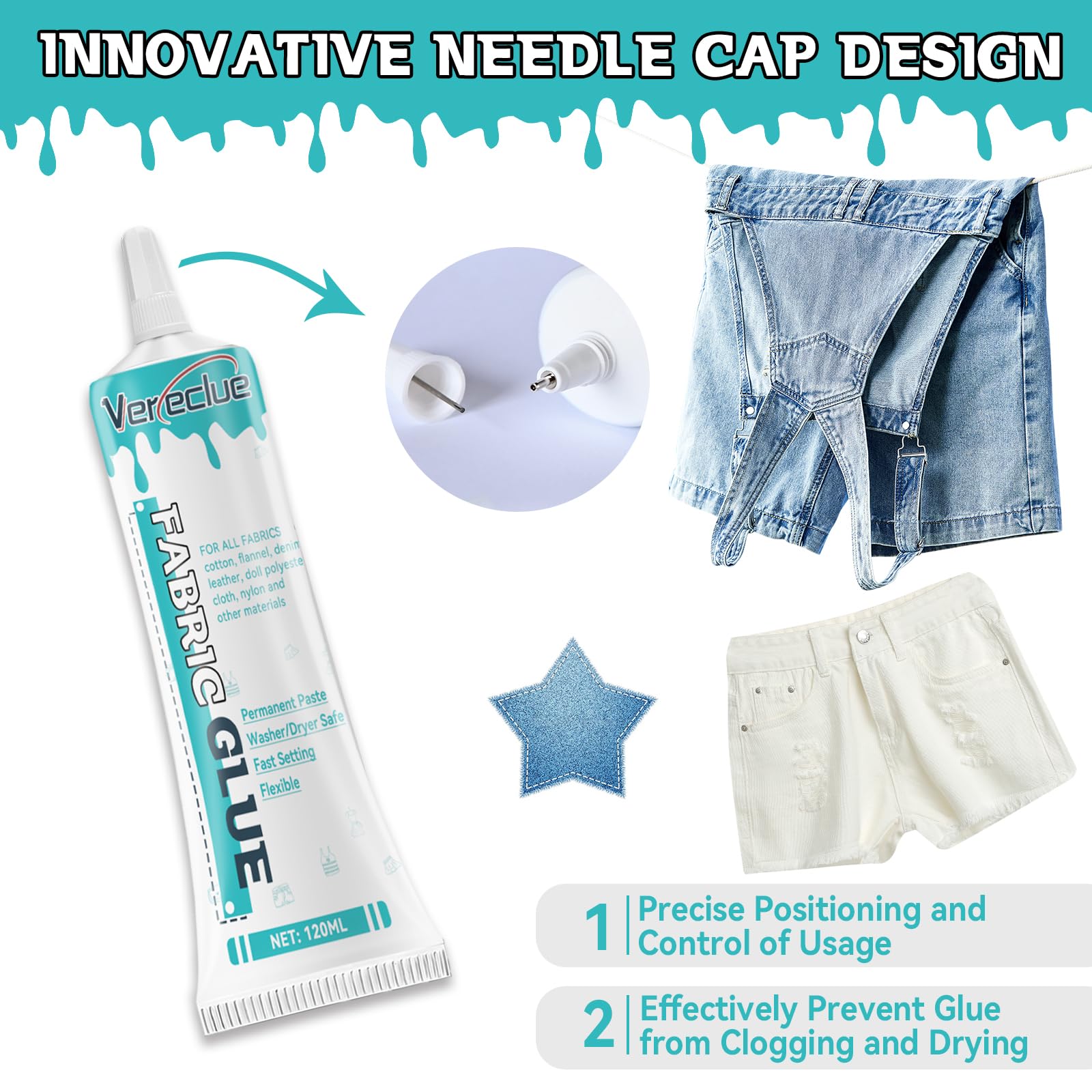Snapklik.com : Fabric Glue, 120ml2pcs Washable Fabric Glue Permanent ...